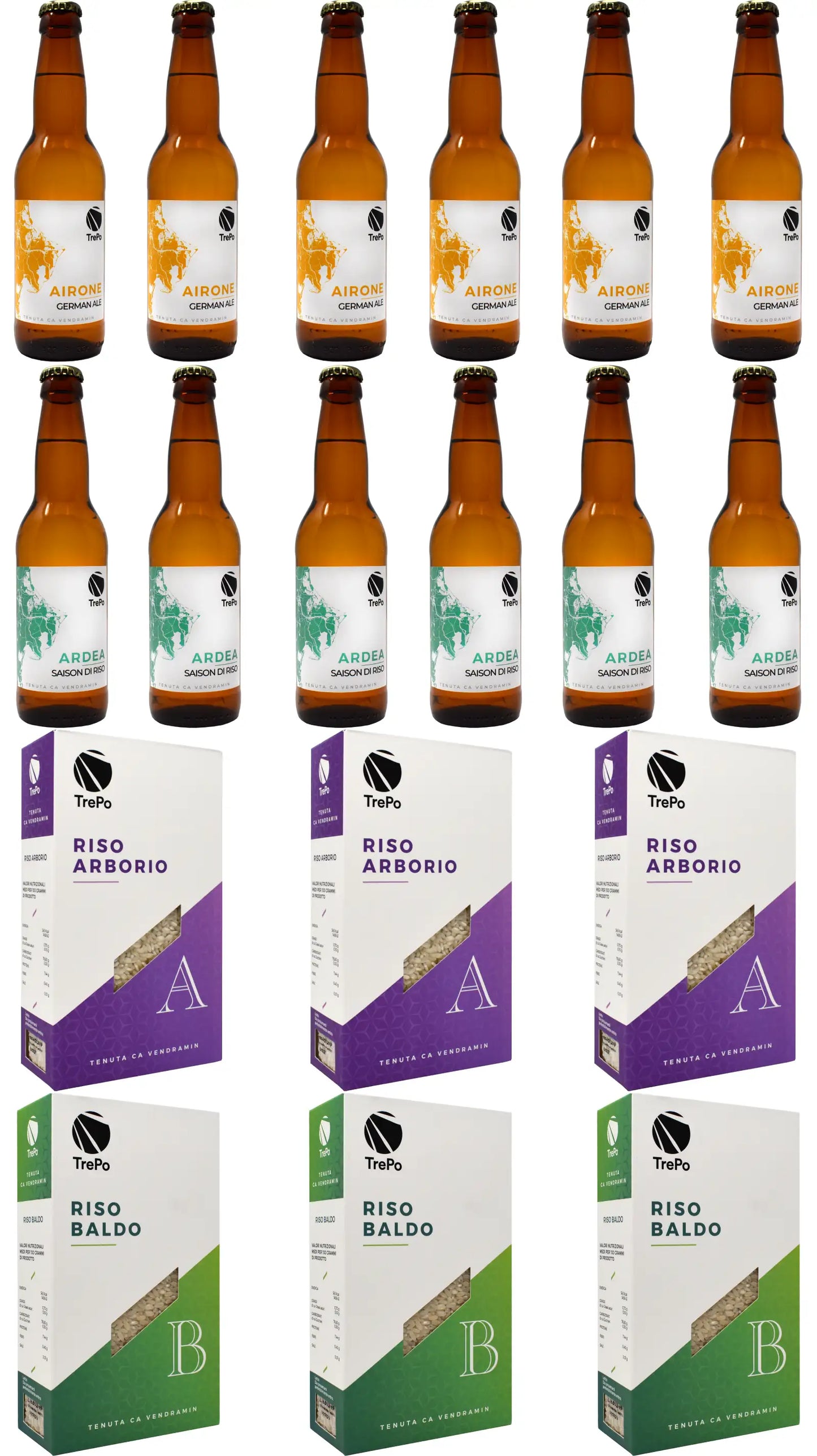 6xAirone 33cl+ 6xArdea33cl + 3xArborio + 3xBaldo