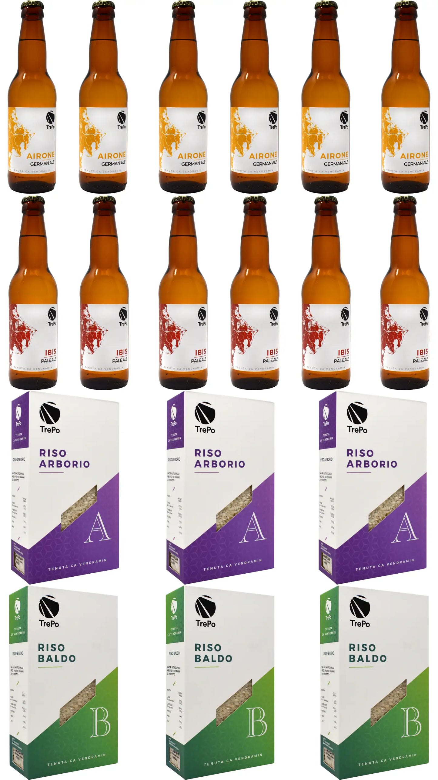 6xAirone 33cl + 6xIbis 33cl + 3xArborio + 3xBaldo
