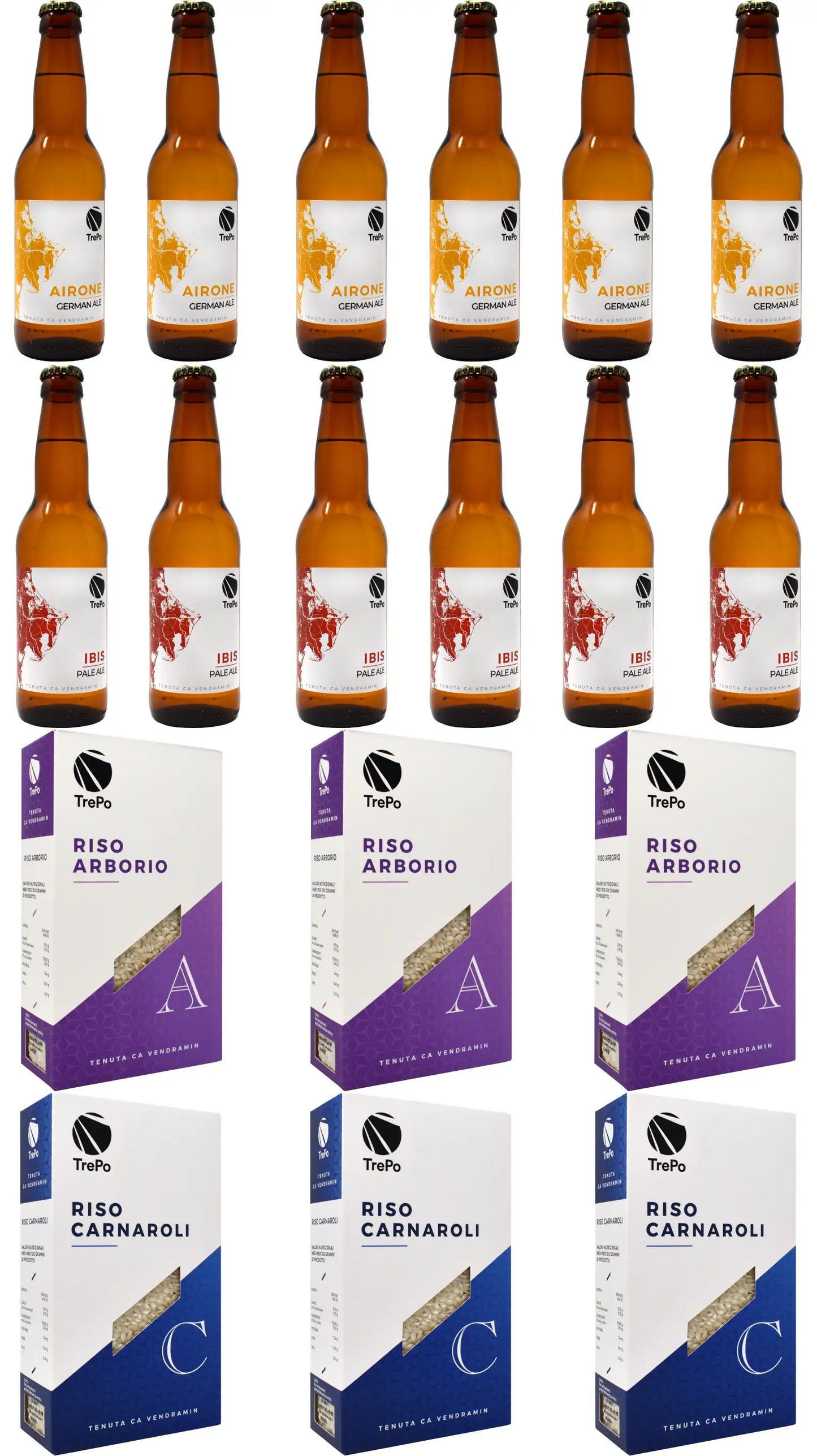 6xAirone 33cl + 6xIbis 33cl + 3xArborio + 3xCarnaroli