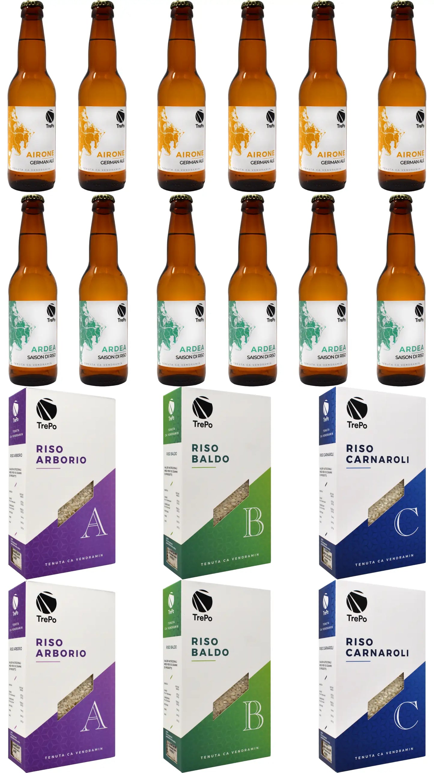6xAirone 33cl + 6xArdea 33cl + 2x Arborio - Baldo - Carnaroli